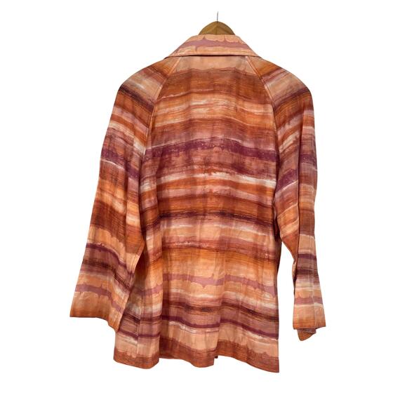 Chico's Open Front Blazer‎ Orange Shadow Striped Linen Blend Women’s Size 16 - Picture 2 of 5